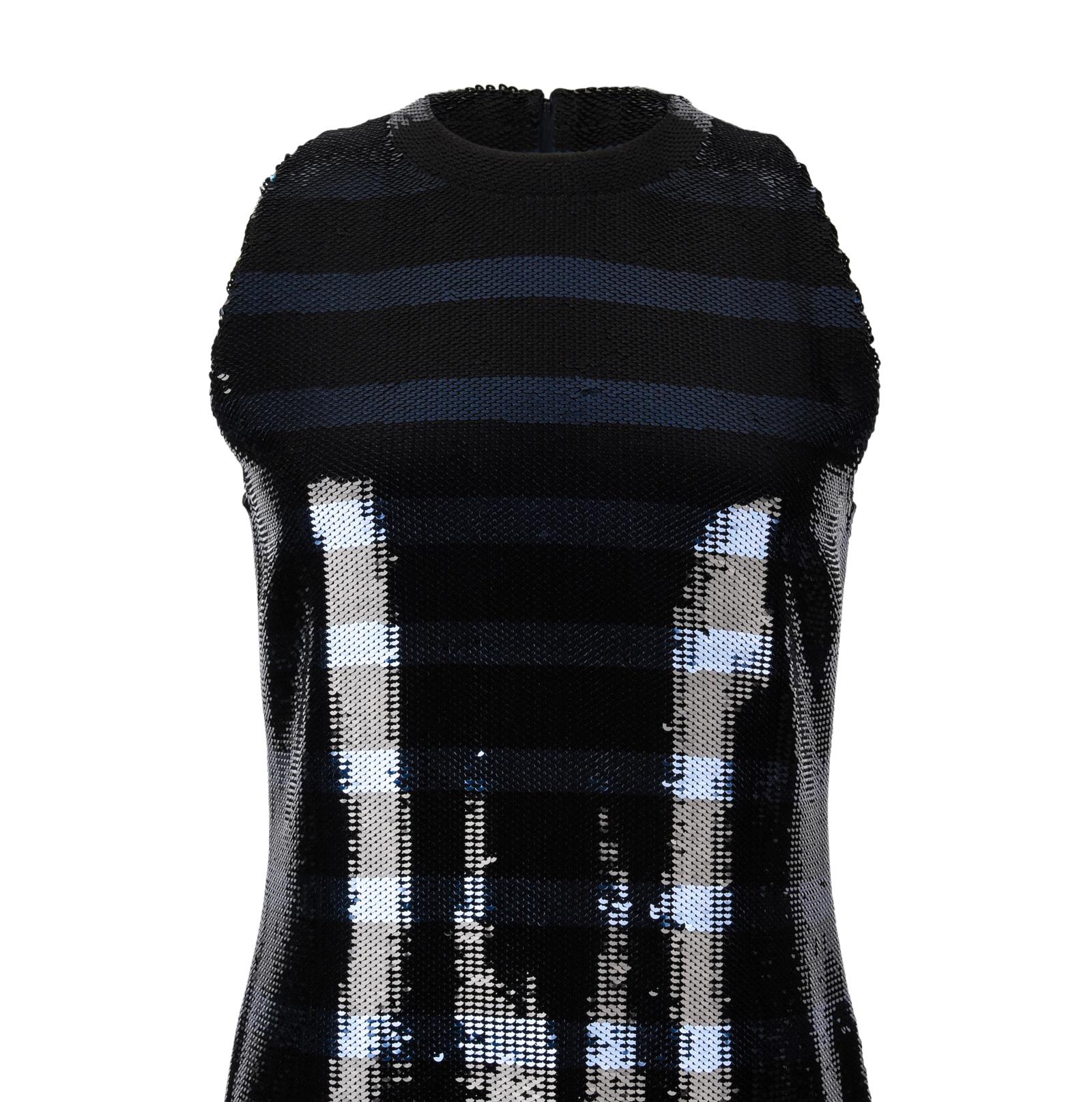 Christian Dior Dress Striped Sequin Embellished Navy / Black 6 6