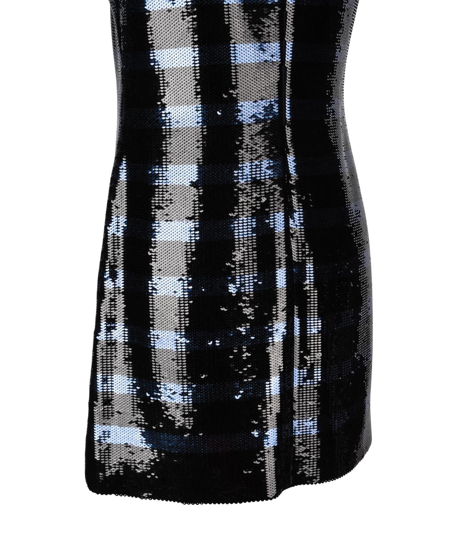 Christian Dior Dress Striped Sequin Embellished Navy / Black 6 5