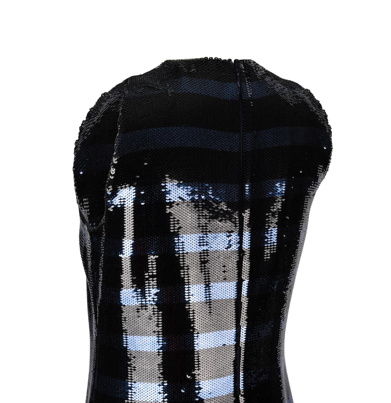 Christian Dior Dress Striped Sequin Embellished Navy / Black 6 8