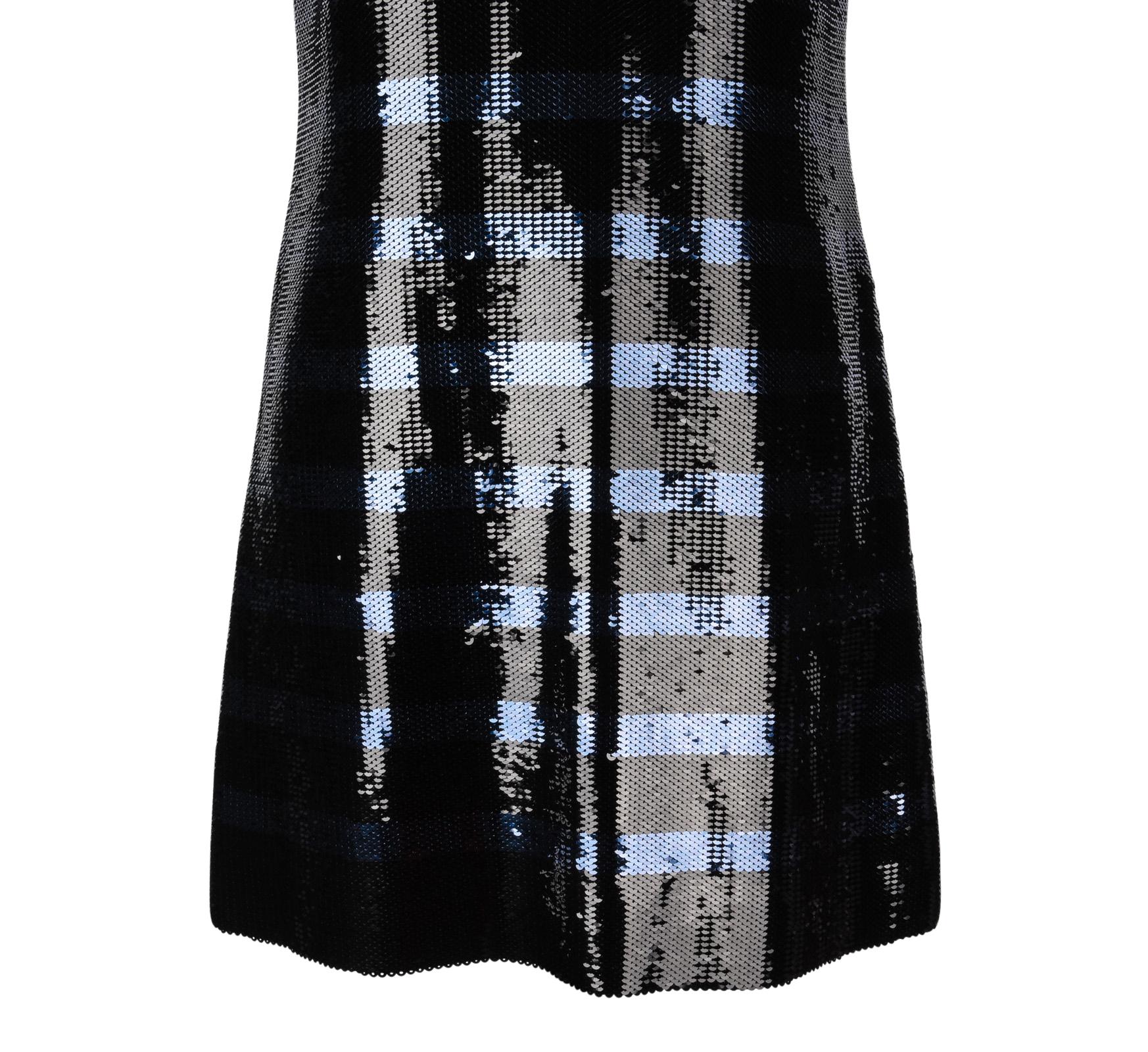 Christian Dior Dress Striped Sequin Embellished Navy / Black 6 2