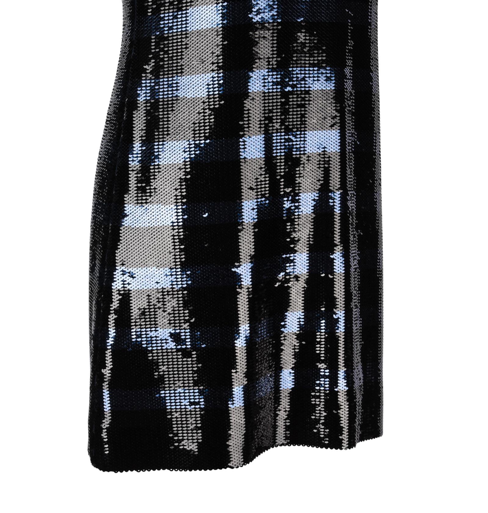 Christian Dior Dress Striped Sequin Embellished Navy / Black 6 1