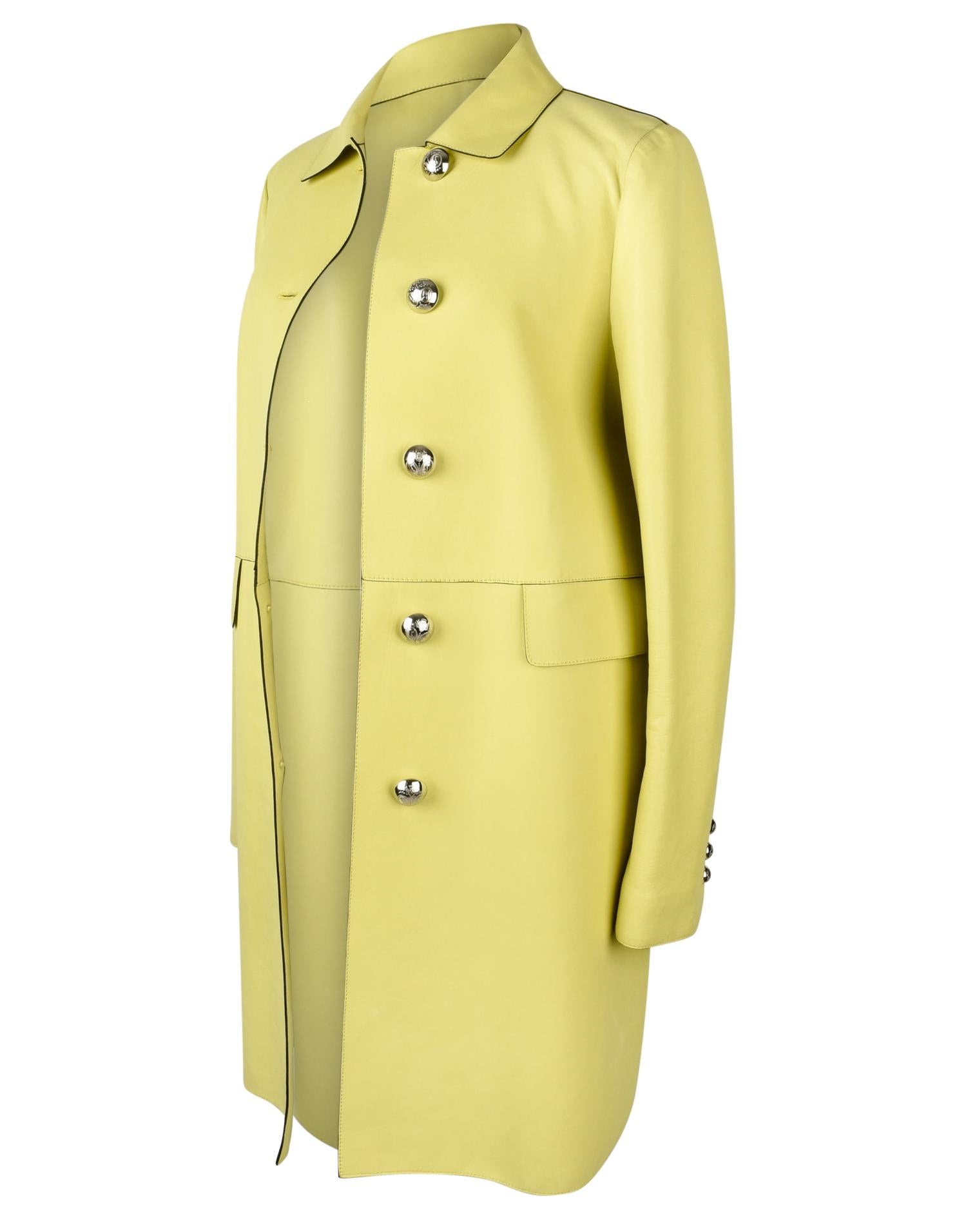 Gucci Coat Lambskin Leather Lime Yellow 40 / 8 5