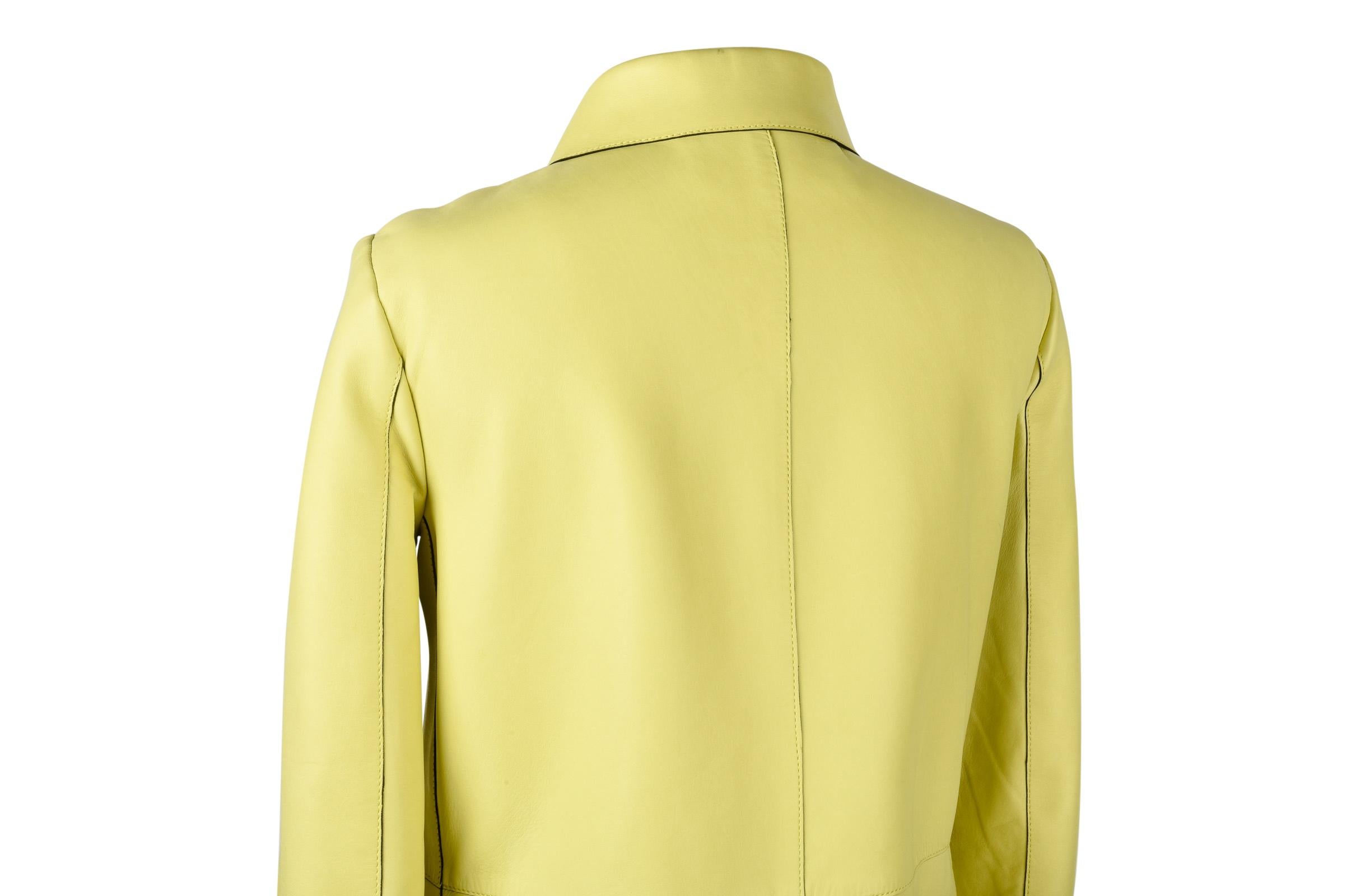 Gucci Coat Lambskin Leather Lime Yellow 40 / 8 7