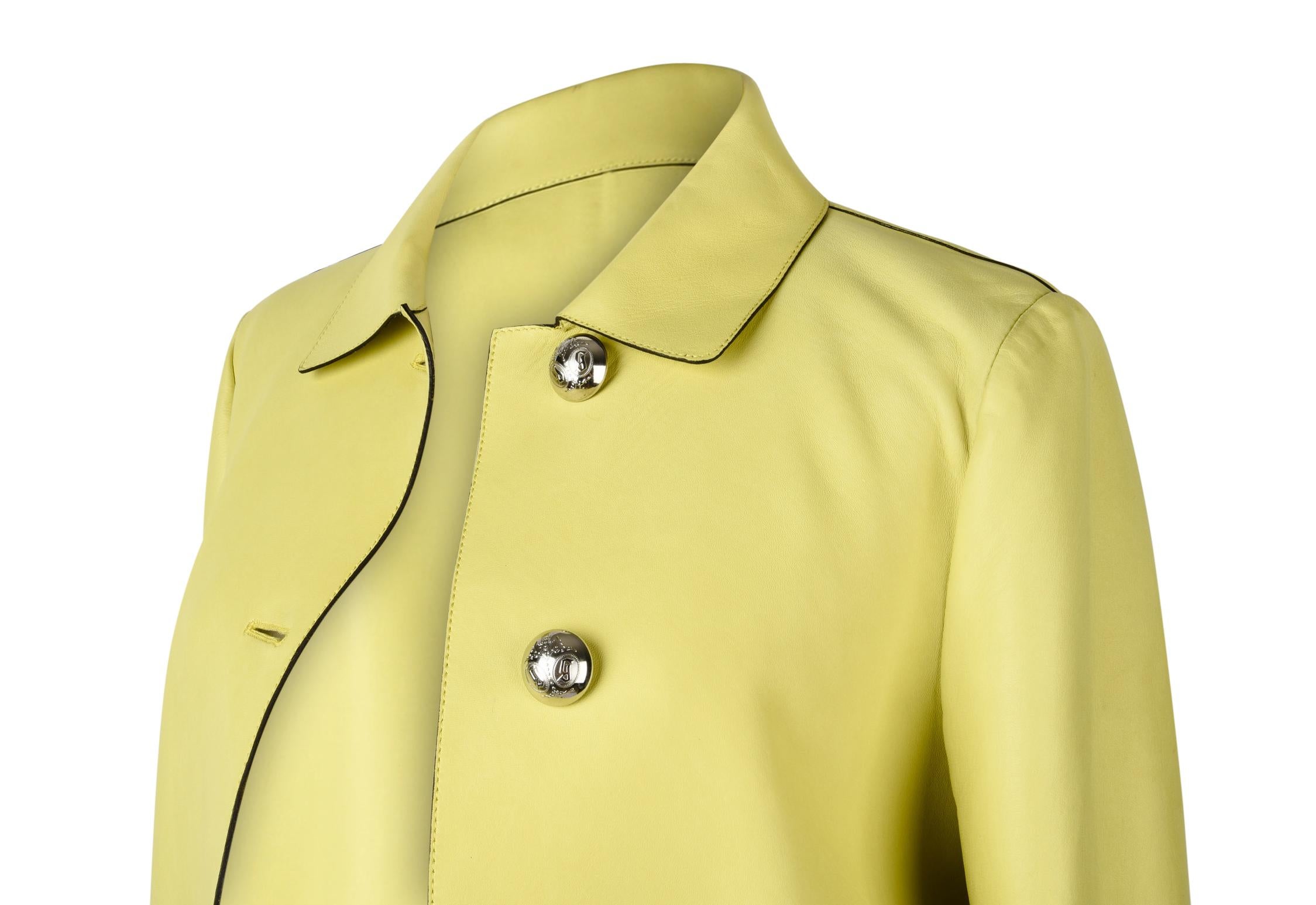 Gucci Coat Lambskin Leather Lime Yellow 40 / 8 1