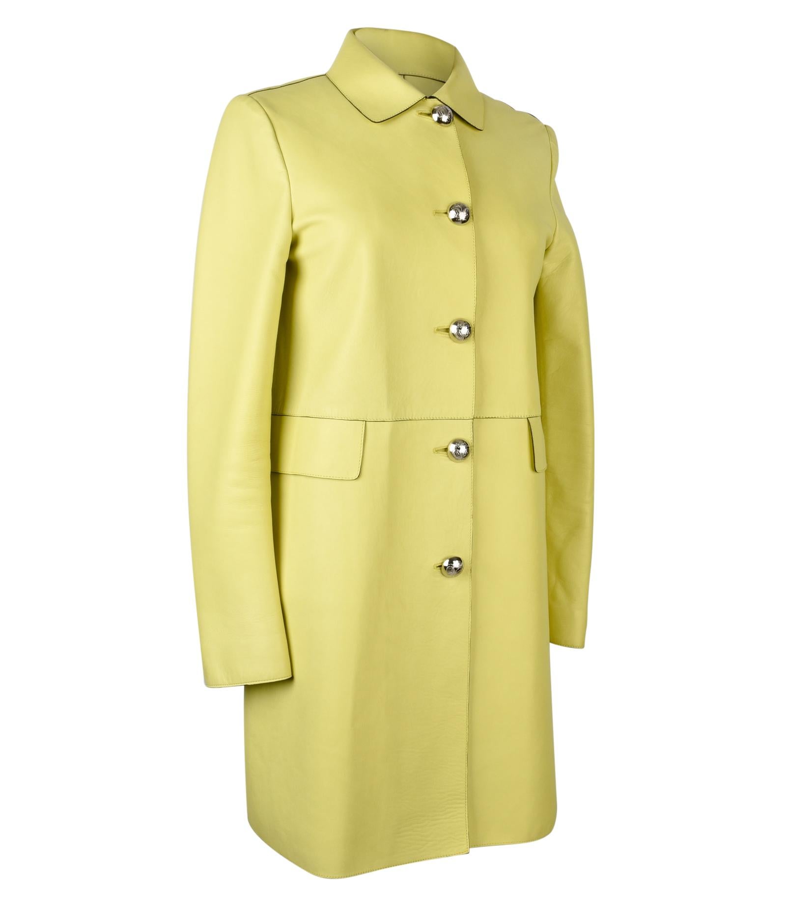 Gucci Coat Lambskin Leather Lime Yellow 40 / 8 4