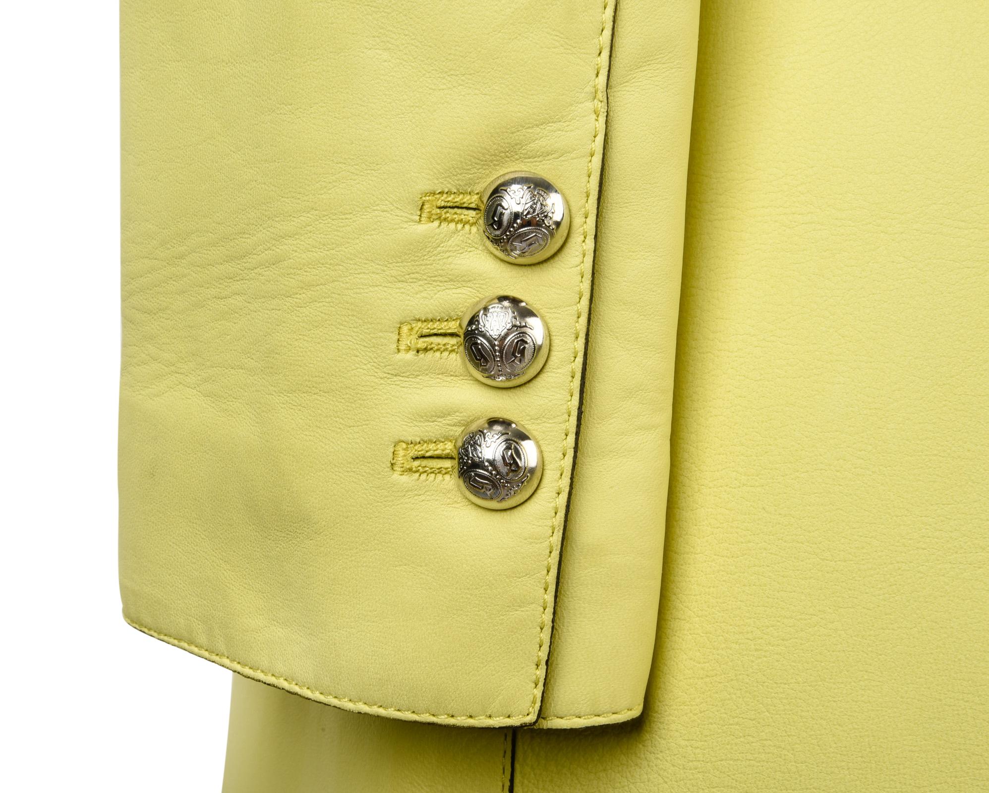 Gucci Coat Lambskin Leather Lime Yellow 40 / 8 3
