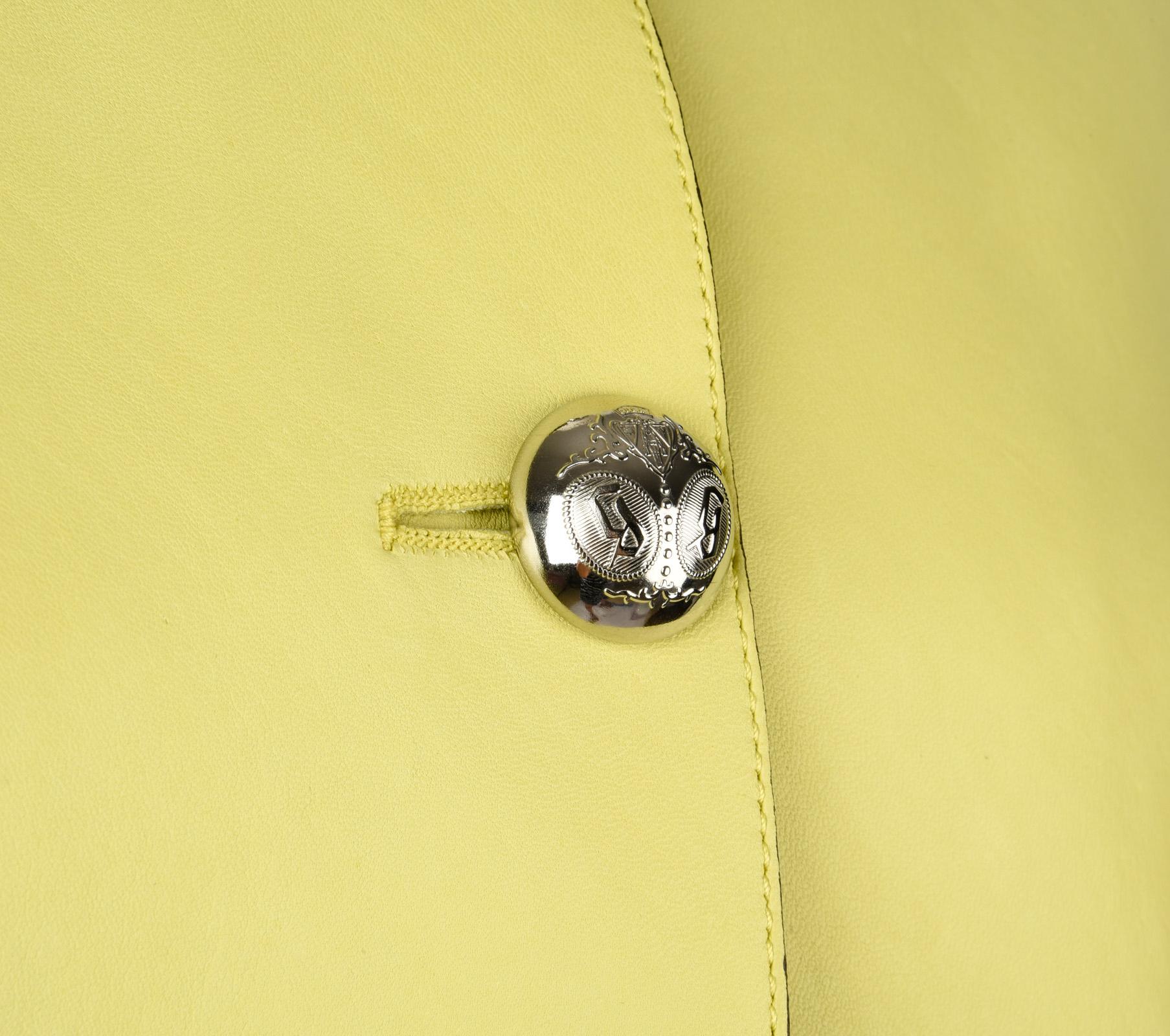 Gucci Coat Lambskin Leather Lime Yellow 40 / 8 2