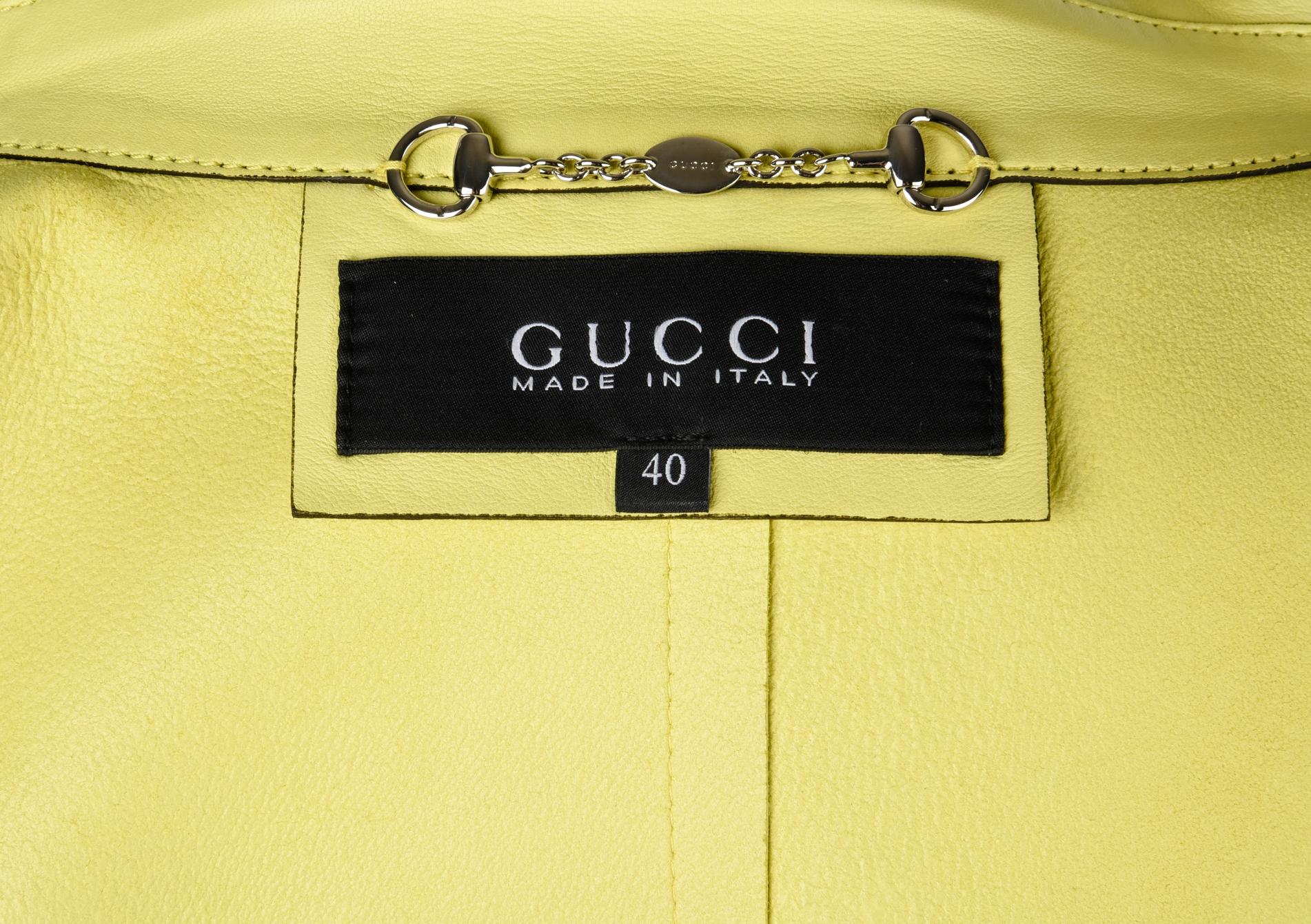 Gucci Coat Lambskin Leather Lime Yellow 40 / 8 10