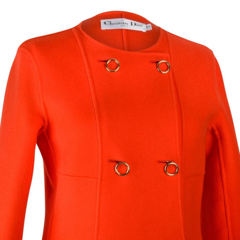 Christian Dior Coat Light Cashmere Spring Orange Poppy fits 6 at 1stDibs