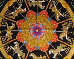 Hermes Scarf Carre Vintage Silk Rich Luna Park Signed J. Metz