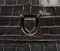 Christian Dior Bag Diorever Matte Gray Crocodile Tote Shoulder Strap