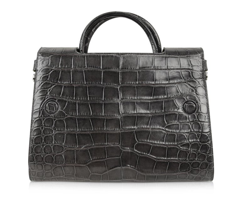 Christian Dior Bag Diorever Matte Gray Crocodile Tote Shoulder Strap at ...