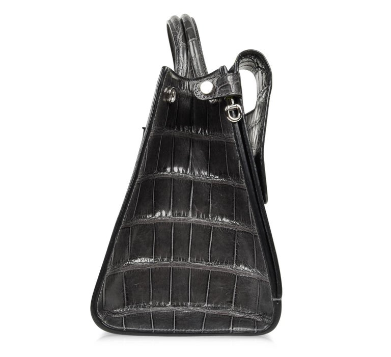 Christian Dior Bag Diorever Matte Gray Crocodile Tote Shoulder Strap For Sale at 1stdibs