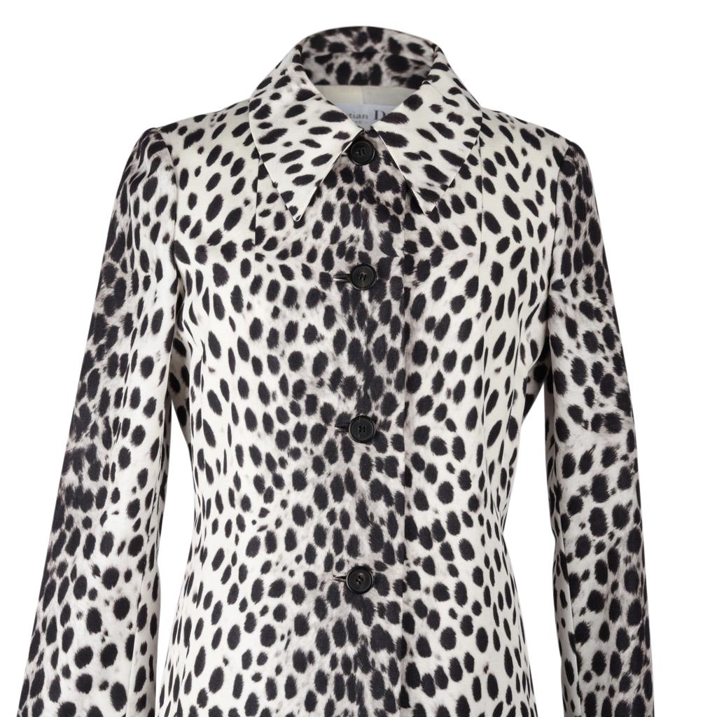 Gray Christian Dior Coat Light Spring Leopard Print fits 8
