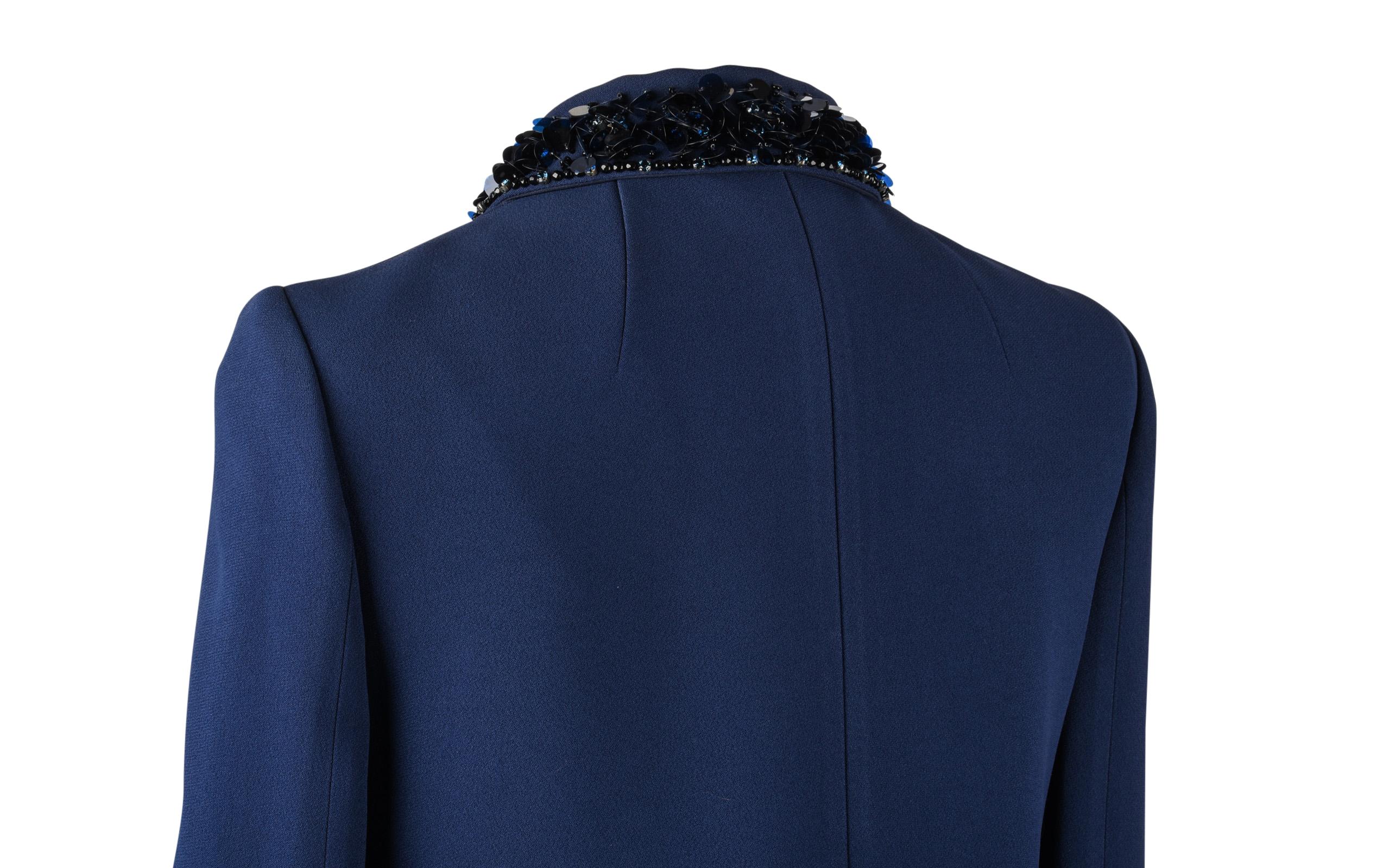 Miu Miu Jacket Navy Embellished Collar / Pockets 3/4 Sleeve 42 4