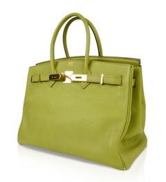 Hermes Birkin 35 Bag Chartreuse Togo Gold Hardware