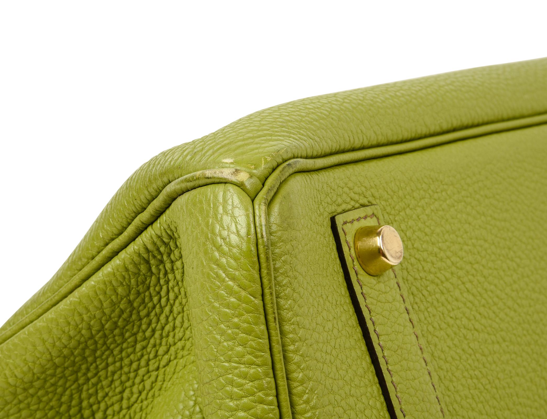 Hermes Birkin 35 Bag Chartreuse Togo Gold Hardware 6