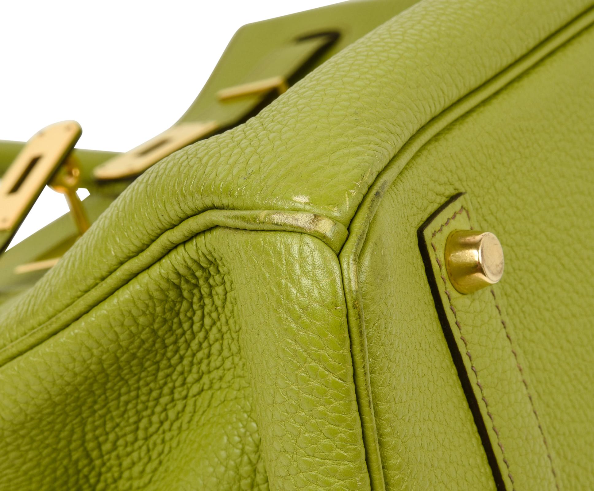 Hermes Birkin 35 Bag Chartreuse Togo Gold Hardware 7
