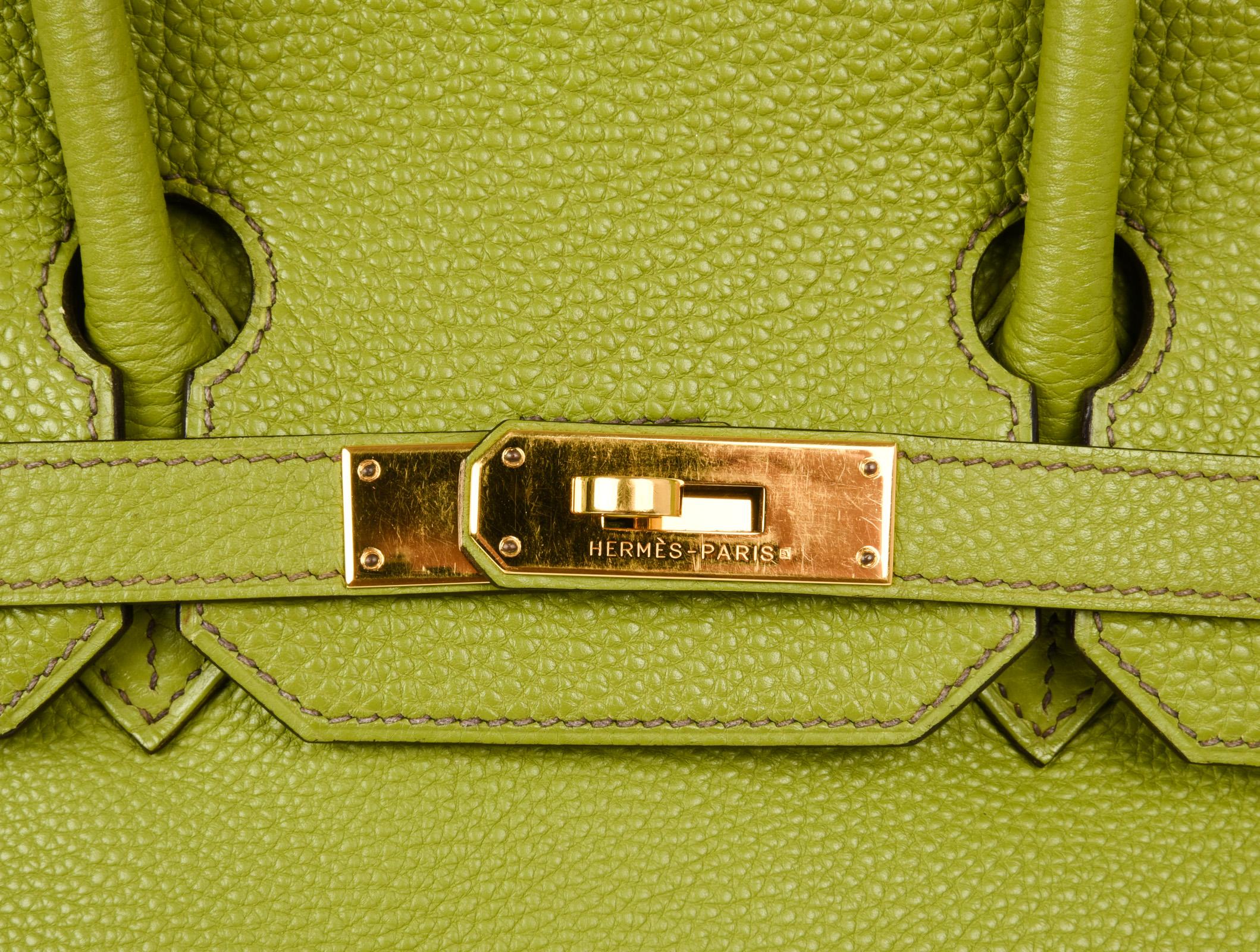 Hermes Birkin 35 Bag Chartreuse Togo Gold Hardware 9