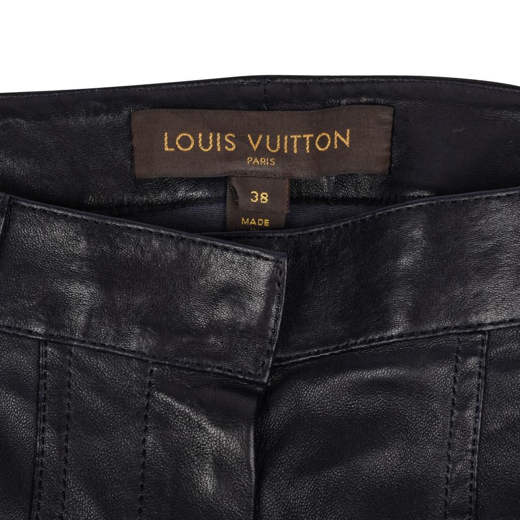 Louis Vuitton Pant Biker  Moto Black Lambskin Leather  38 / 4 For Sale 2