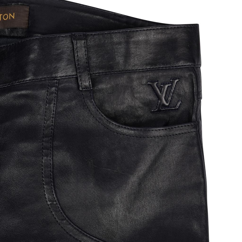 Louis Vuitton Pant Biker  Moto Black Lambskin Leather  38 / 4 In Good Condition For Sale In Miami, FL