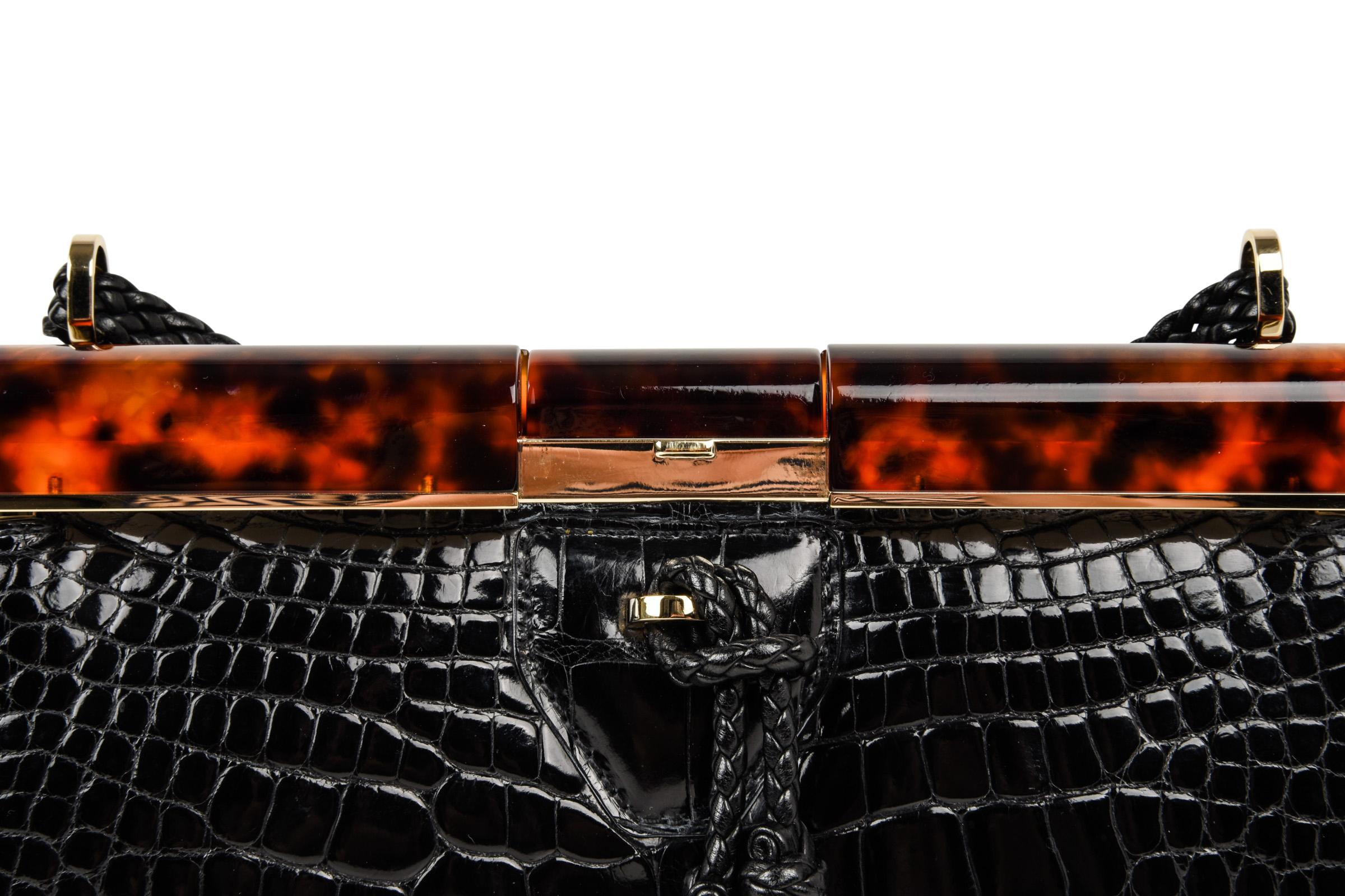 Tom Ford Bag Black Crocodile Tortoise Frame One of Two Created In New Condition In Miami, FL