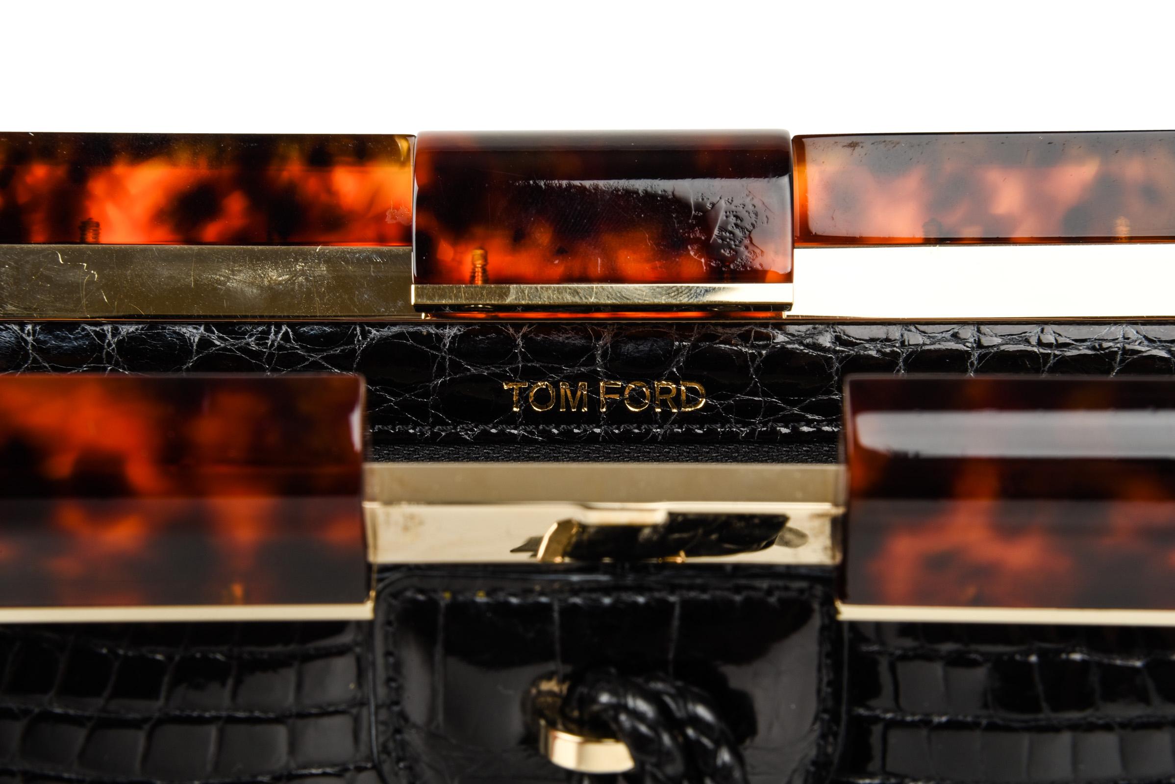 Women's Tom Ford Bag Black Crocodile Tortoise Frame One of Two Created