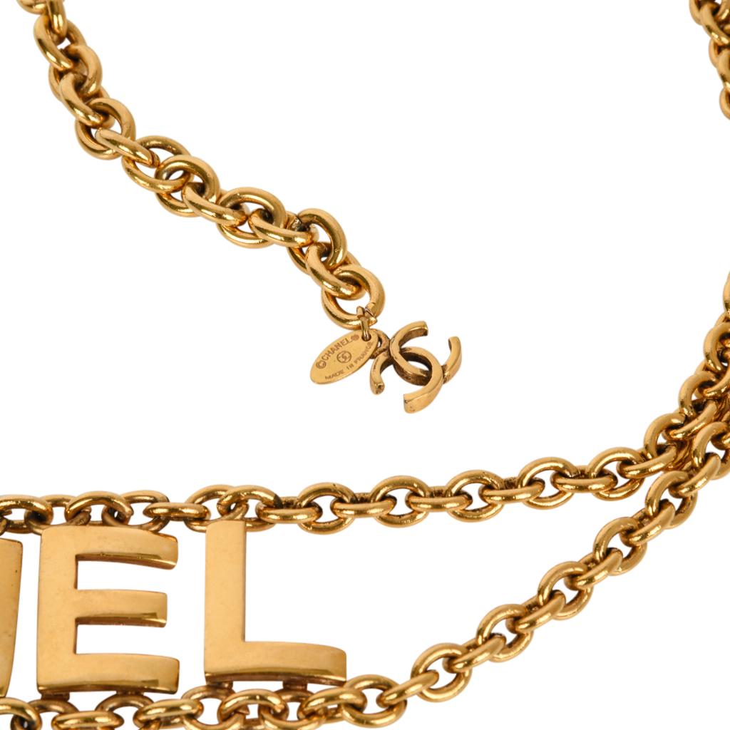 Chanel Belt Gold Link Chain Chanel Name Spelled Out In Excellent Condition In Miami, FL