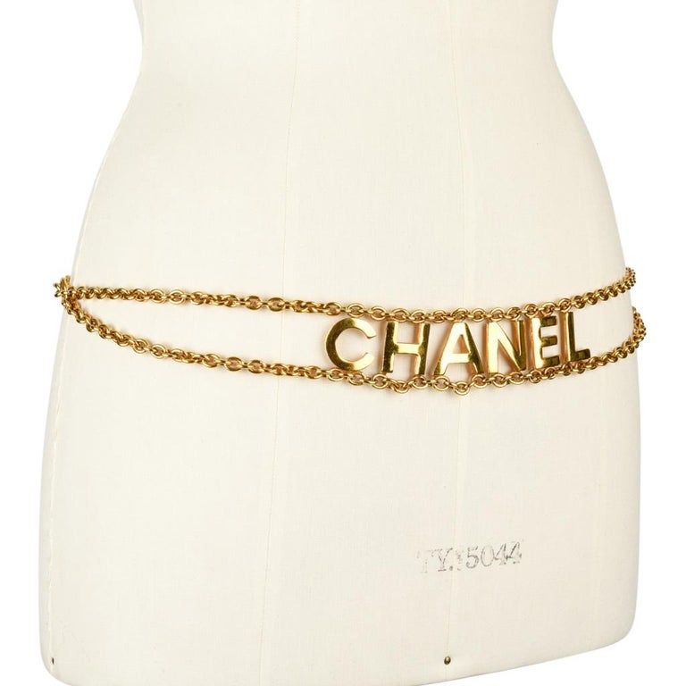 Chanel Belt Gold Link Chain Chanel Name Spelled Out at 1stDibs chanel