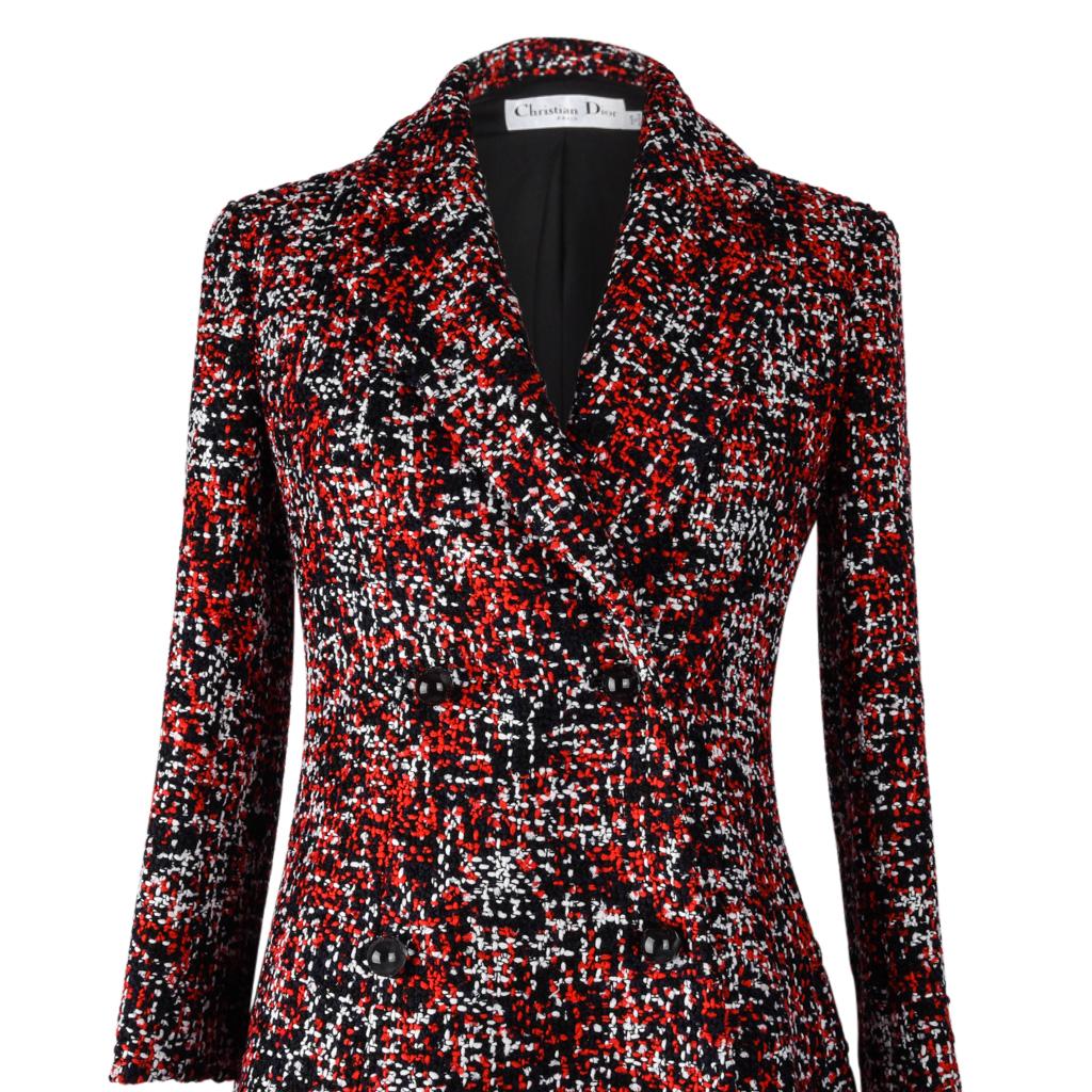 Christian Dior Coat Double Breast Multicolor Tweed fits 6 In Excellent Condition In Miami, FL
