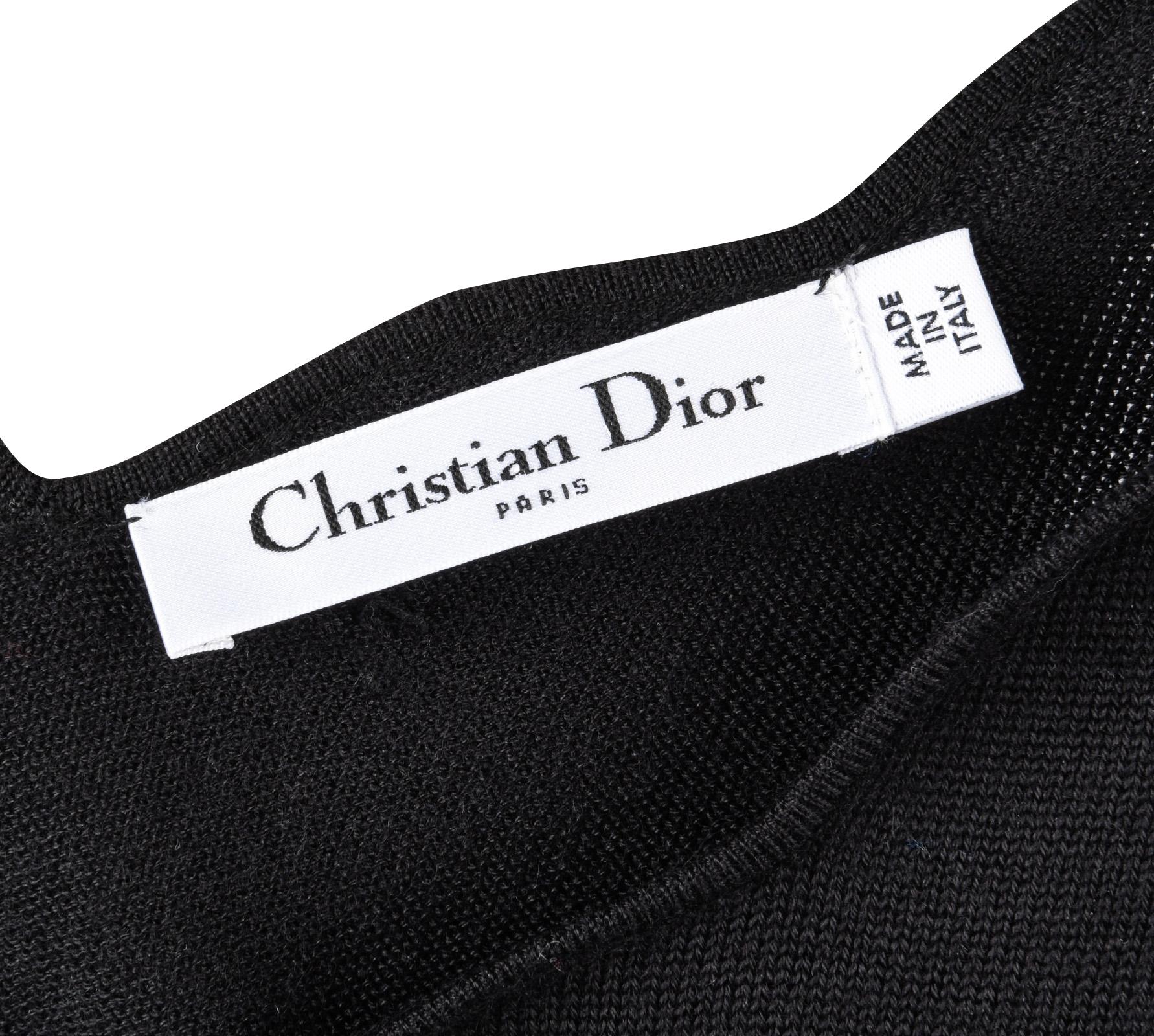 Christian Dior Top Black Cashmere Pullover Scallop Neckline 3/4 Sleeve 4