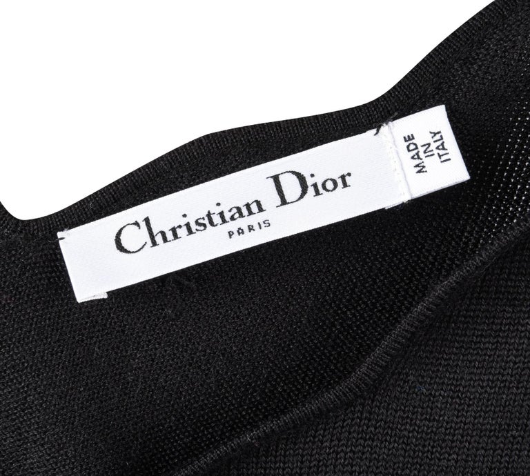Christian Dior Top Black Cashmere Pullover Scallop Neckline 3/4 Sleeve ...