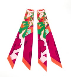 Hermes Twilly Graff Graffiti by Kongo Pair Fucshia / Orange/ Vert