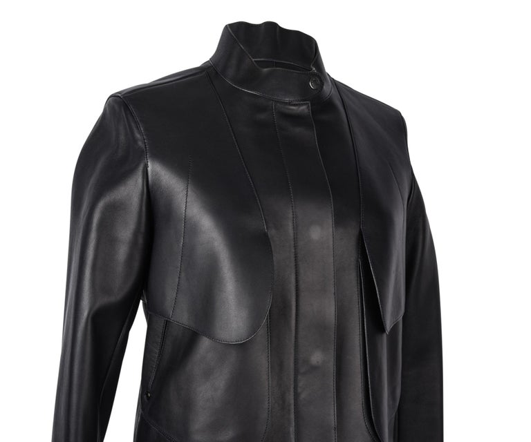 Hermes Jacket Black. I Layered Lambskin Leather Clou de Sell.e Snaps 38 ...