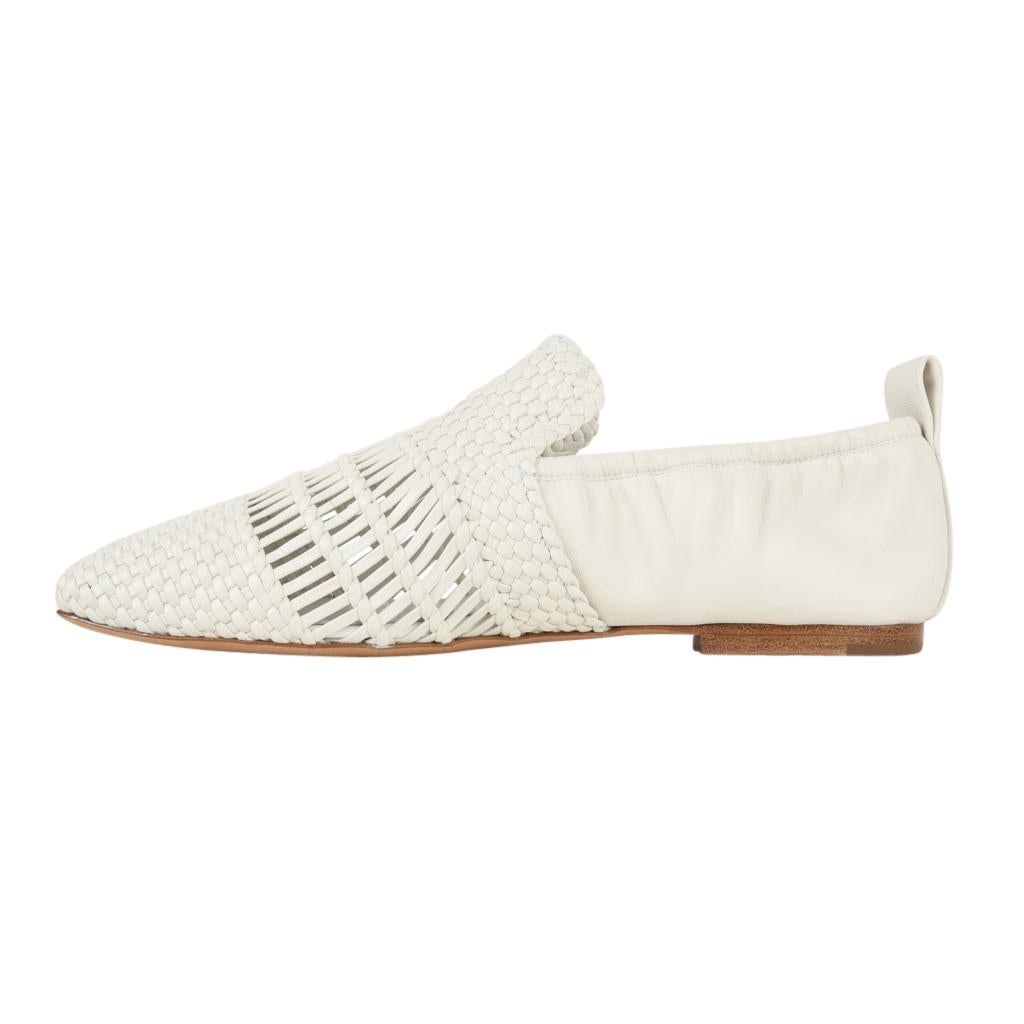 white woven shoes