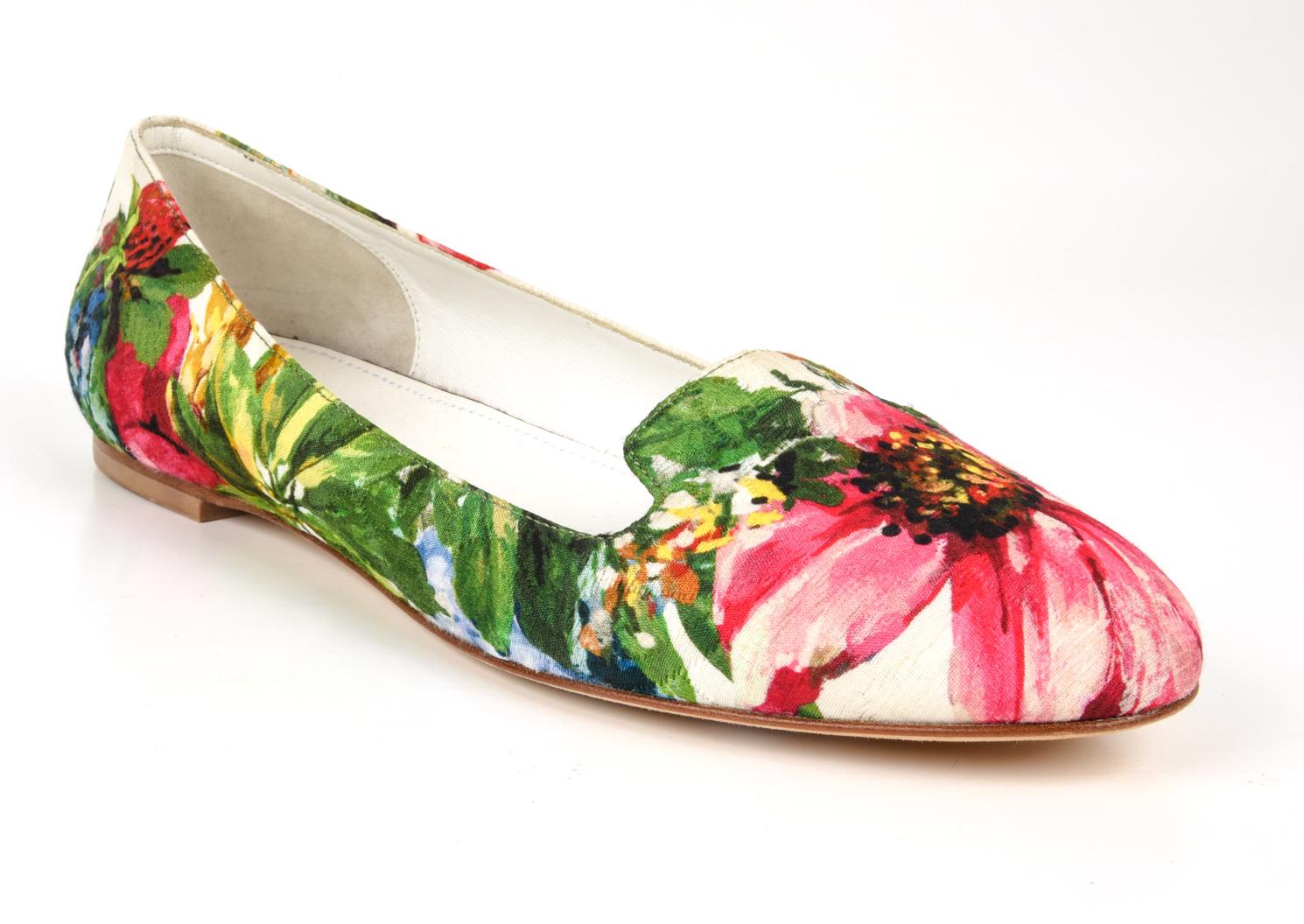 Dolce&Gabbana Shoe Ballet Flat Exotic Flower Print Brocade Textile 40 / 10 New In New Condition In Miami, FL