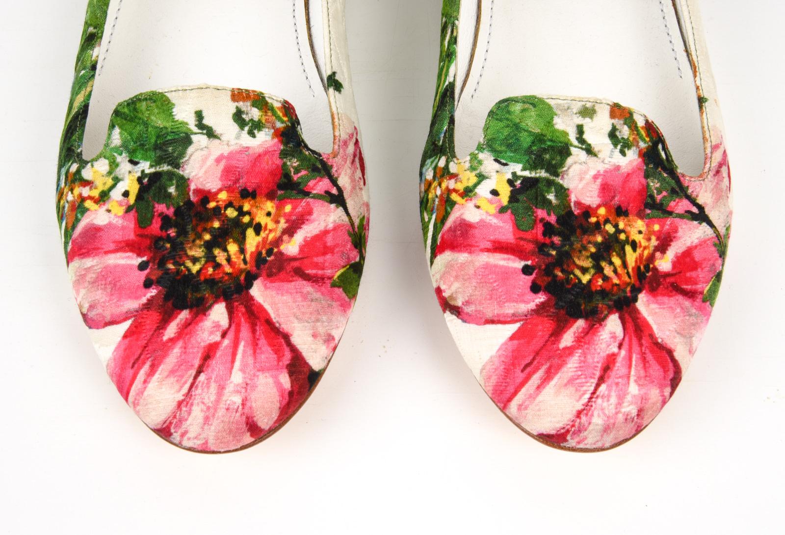 Dolce&Gabbana Shoe Ballet Flat Exotic Flower Print Brocade Textile 40 / 10 New 1