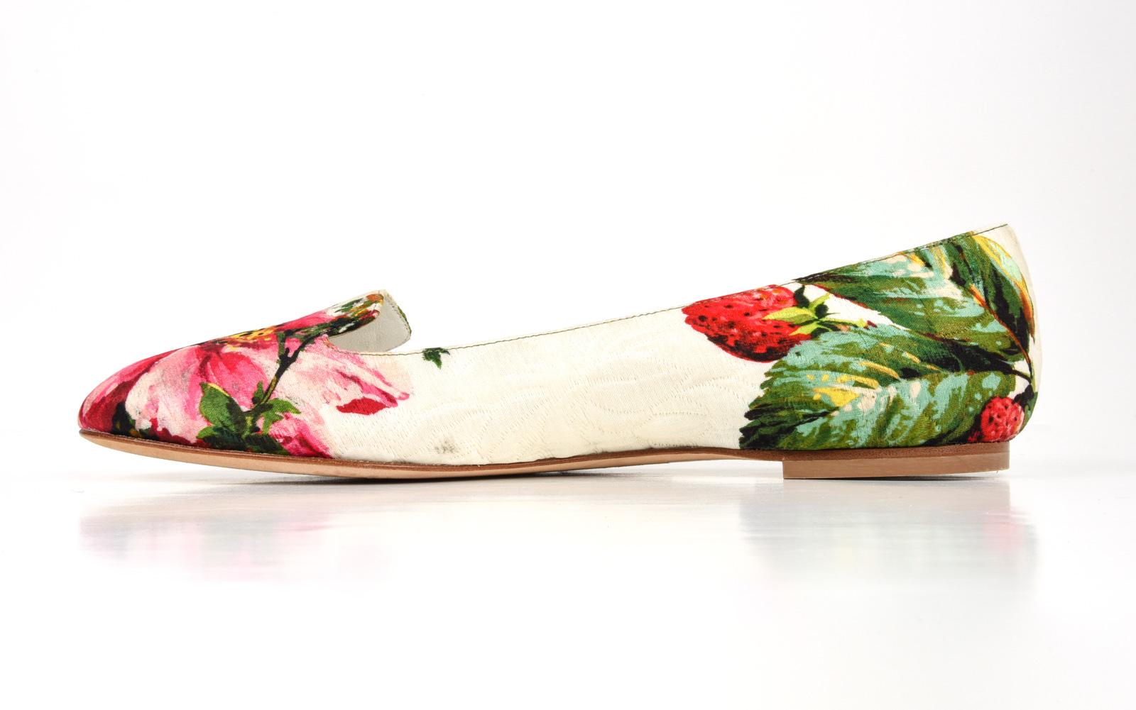 Dolce&Gabbana Shoe Ballet Flat Exotic Flower Print Brocade Textile 40 / 10 New 2
