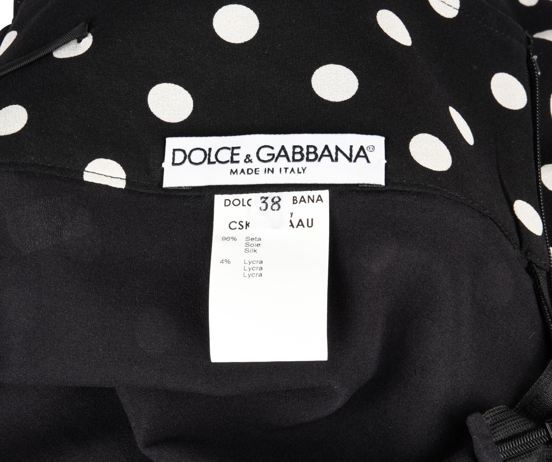Dolce&Gabbana Skirt Polka Dot Lace Trim Stretch Pencil 38 / 4 For Sale 2
