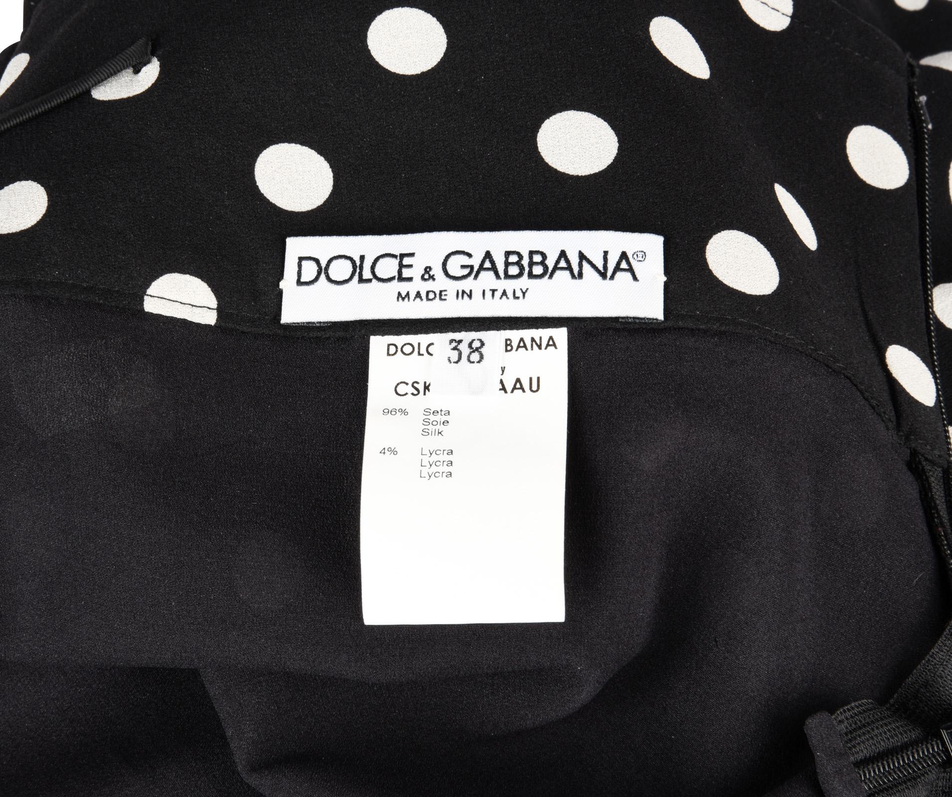 Dolce&Gabbana Skirt Polka Dot Lace Trim Stretch Pencil 38 / 4  For Sale 2