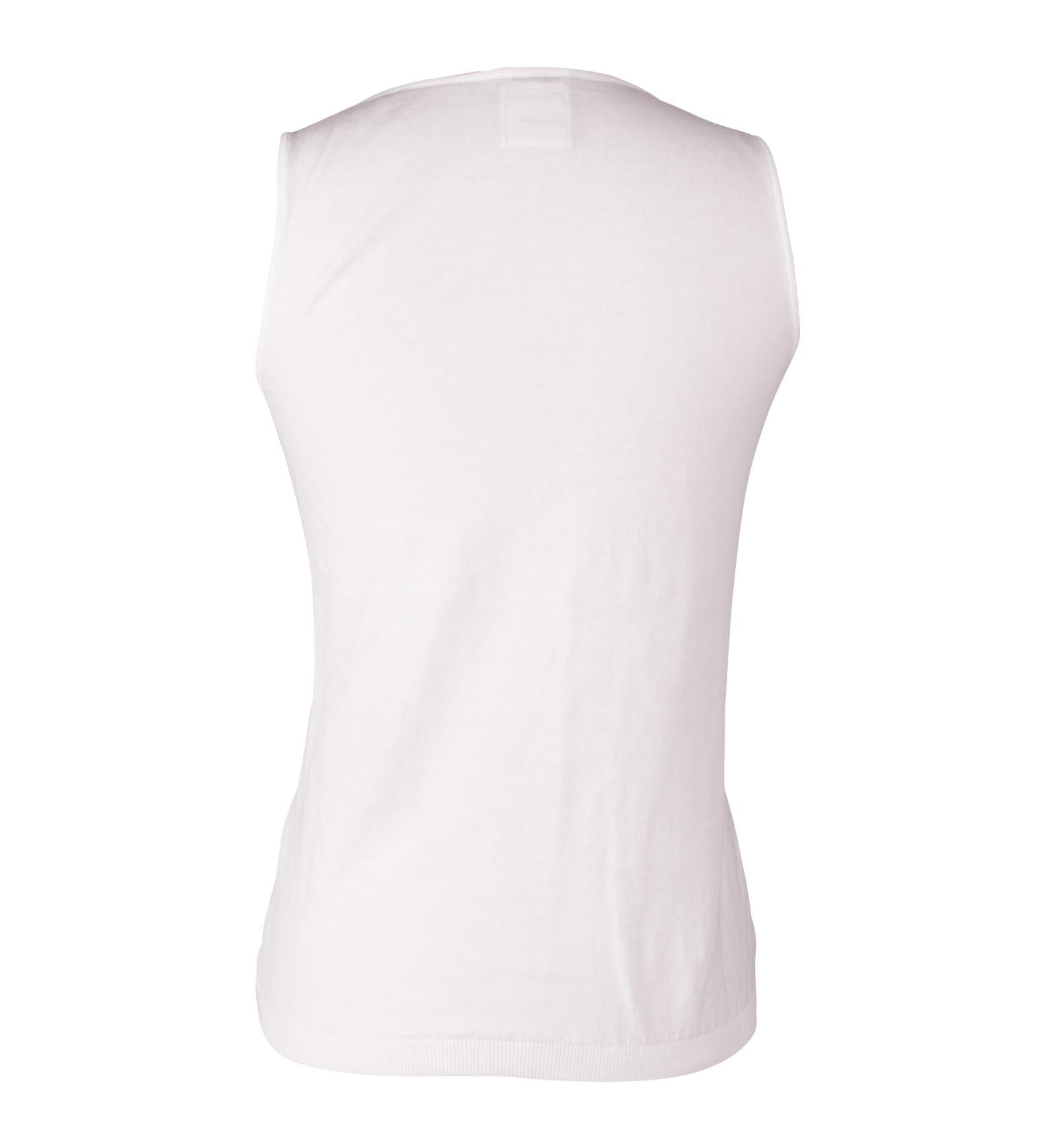 Chanel 03C Top Camellia Knit Sleeveless Shell White 42 / 8 1