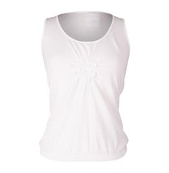 Chanel 03C Top Camellia Knit Sleeveless Shell White 42 / 8