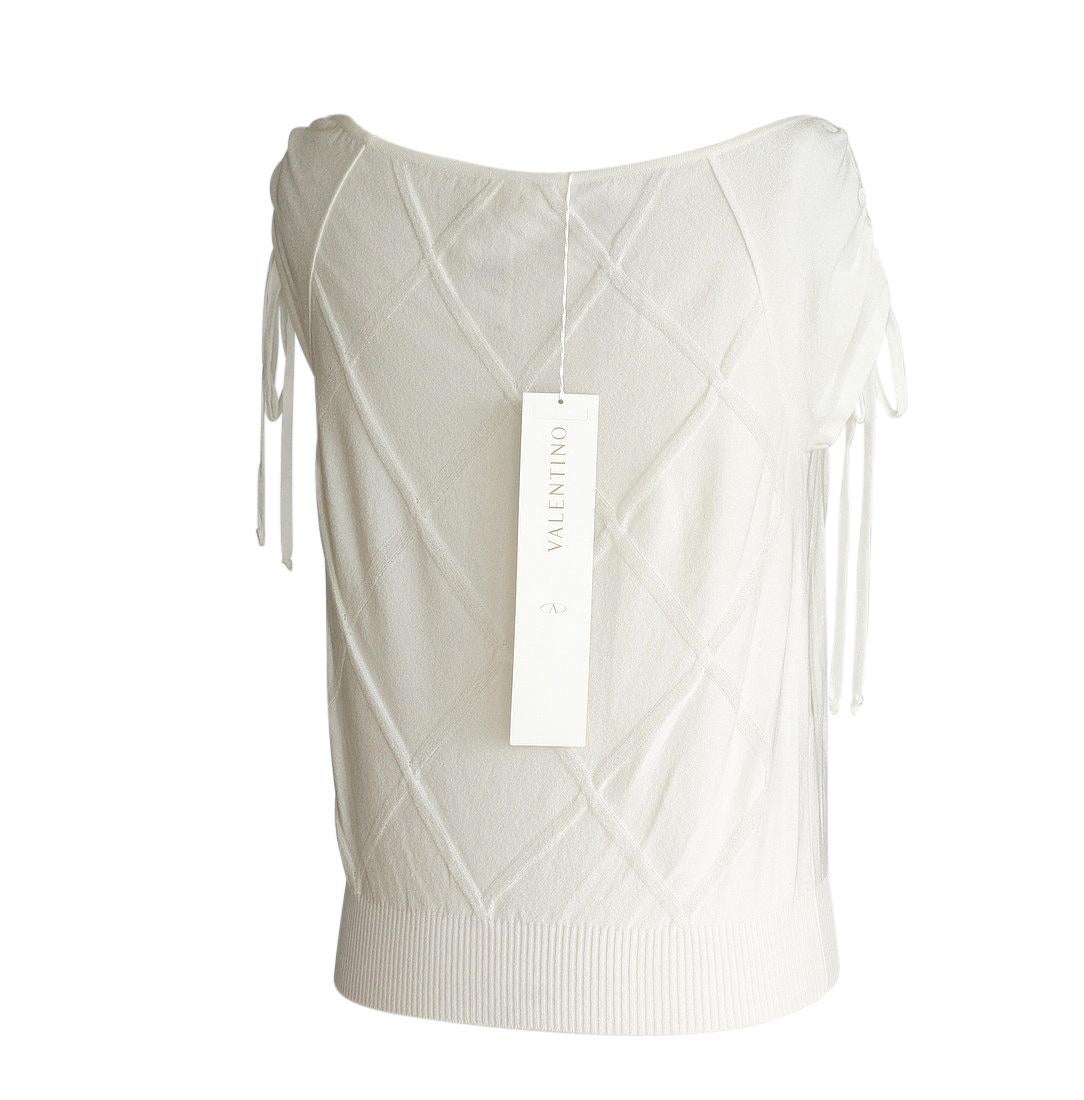 Valentino Top White Knit Lace Inset Shell XL NWT 2