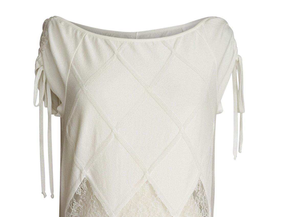 Valentino Top White Knit Lace Inset Shell XL NWT 1