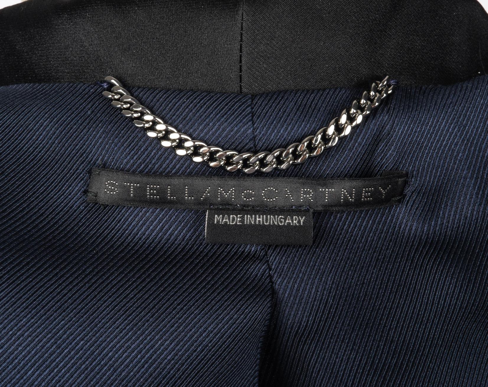 Stella McCartney Jacket Tuxedo Style Navy Velvet Black Trim 38 / 6 10