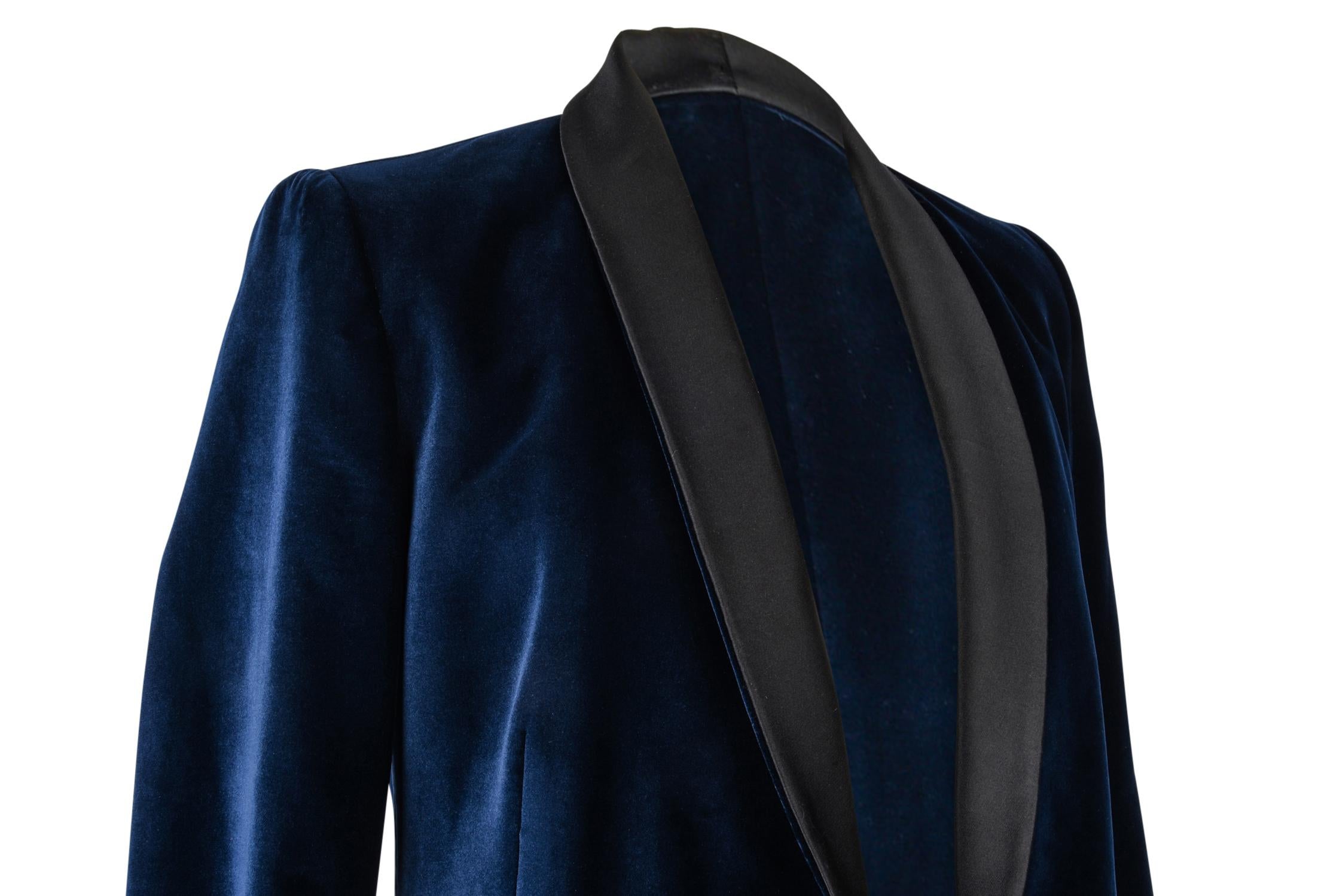 Stella McCartney Jacket Tuxedo Style Navy Velvet Black Trim 38 / 6 4