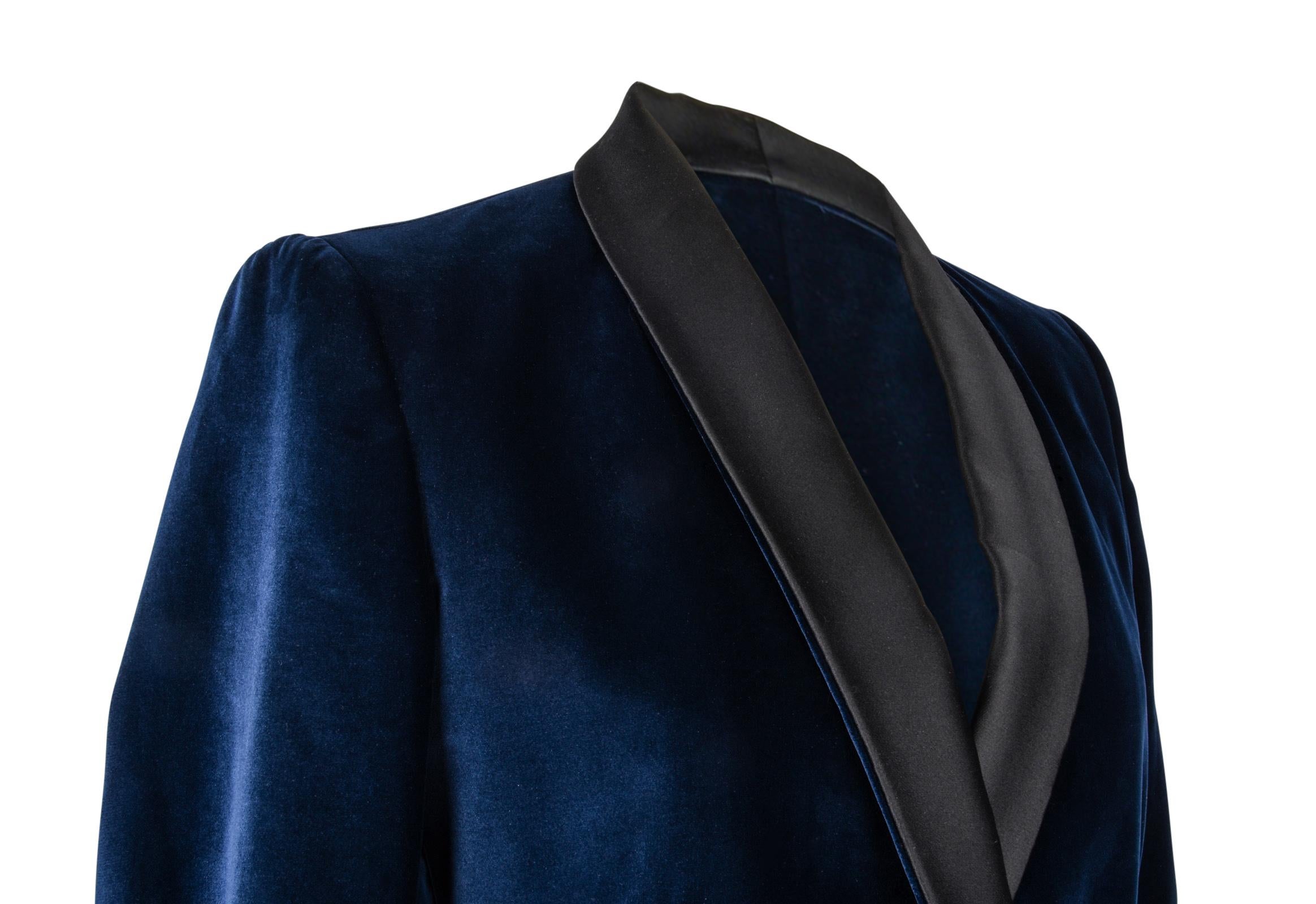 Stella McCartney Jacket Tuxedo Style Navy Velvet Black Trim 38 / 6 5