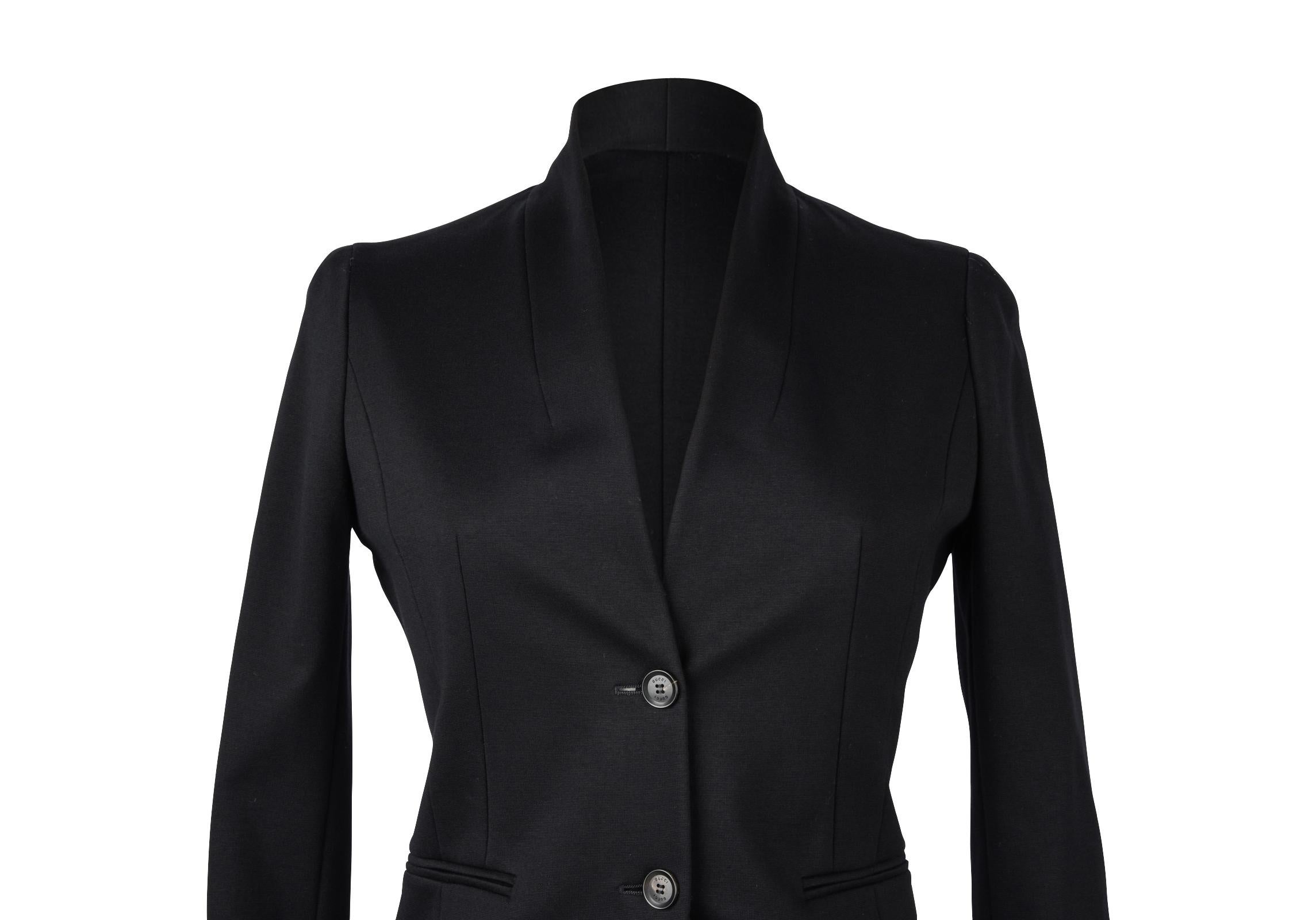 Women's Gucci Jacket Modern Sleek Black Single Breast 38 / 6 