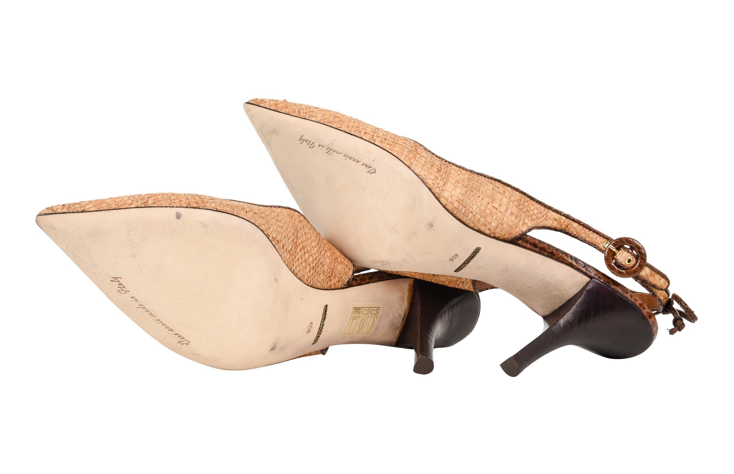 Dolce&Gabbana Shoe Woven Hemp / Raffia Lizard Details 40.5/ 10.5  1
