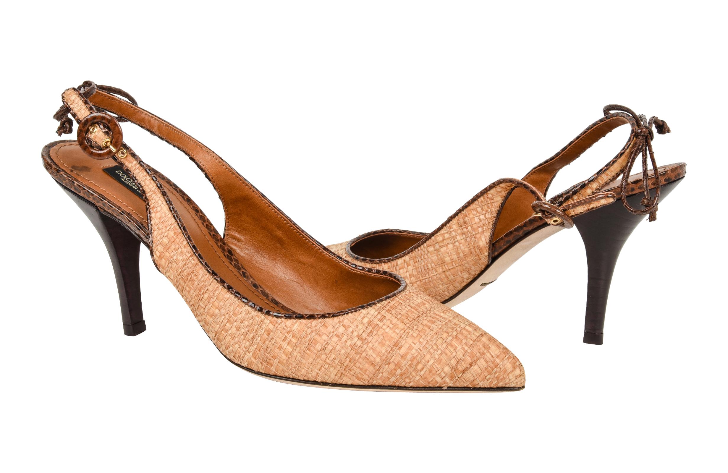 Beige Dolce&Gabbana Shoe Woven Hemp / Raffia Lizard Details 40.5/ 10.5 